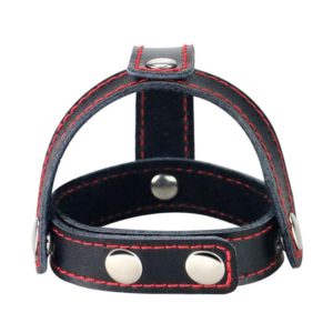 Bondage Fetish - T-Style Leather Cockring With Ball Divider