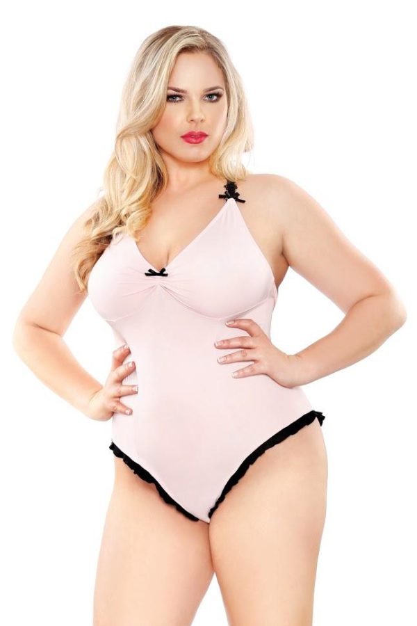 Curve - Soft Touch Bodysuit With Contrasting Trim & Snap Closure (3X/4X)