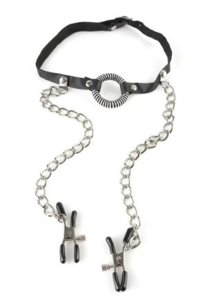 Fetish Fantasy - O-Ring Gag with Nipple Clamps