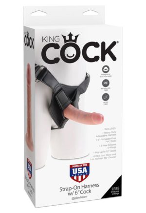 King Cock - Strap-On Harness with 6" Dildo (Flesh)