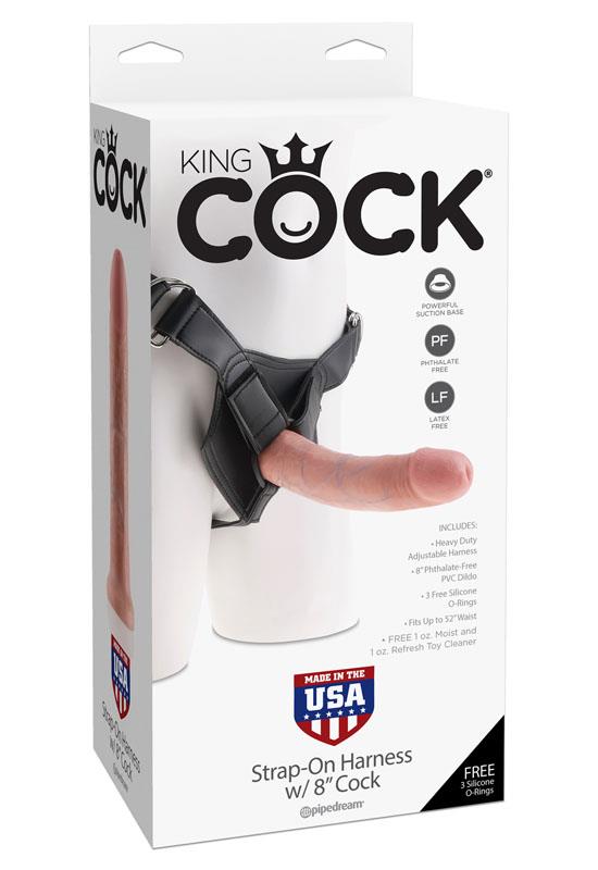 King Cock - Strap-On Harness with 8" Dildo (Flesh)