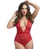 Lovehoney Crotchless Deep Plunge Red Lace Body