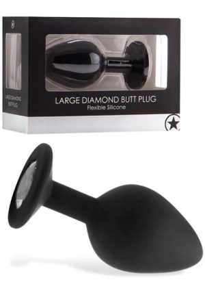 OUCH! 3 Jewelled Silicone Butt Plug with Flexible Neck