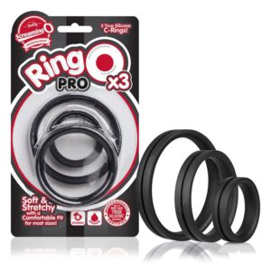 RingO Pro Silicone Cock Ring 3-Pack (Black)
