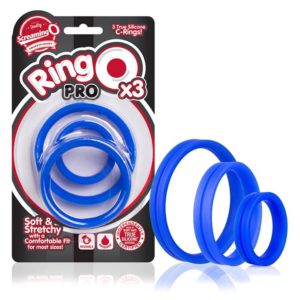 RingO Pro Silicone Cock Ring 3-Pack (Blue)