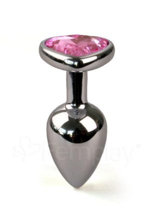 The Silver Starter Anal Plug with Heart Jewel