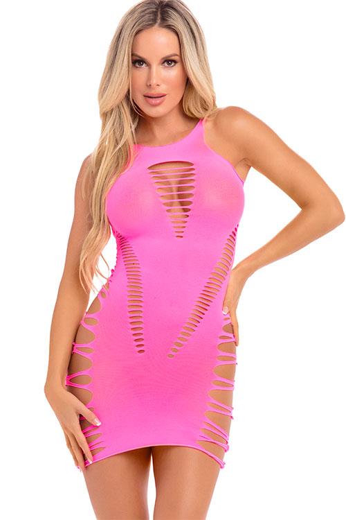 Pink Lipstick Count On It Pink Bodystocking Dress